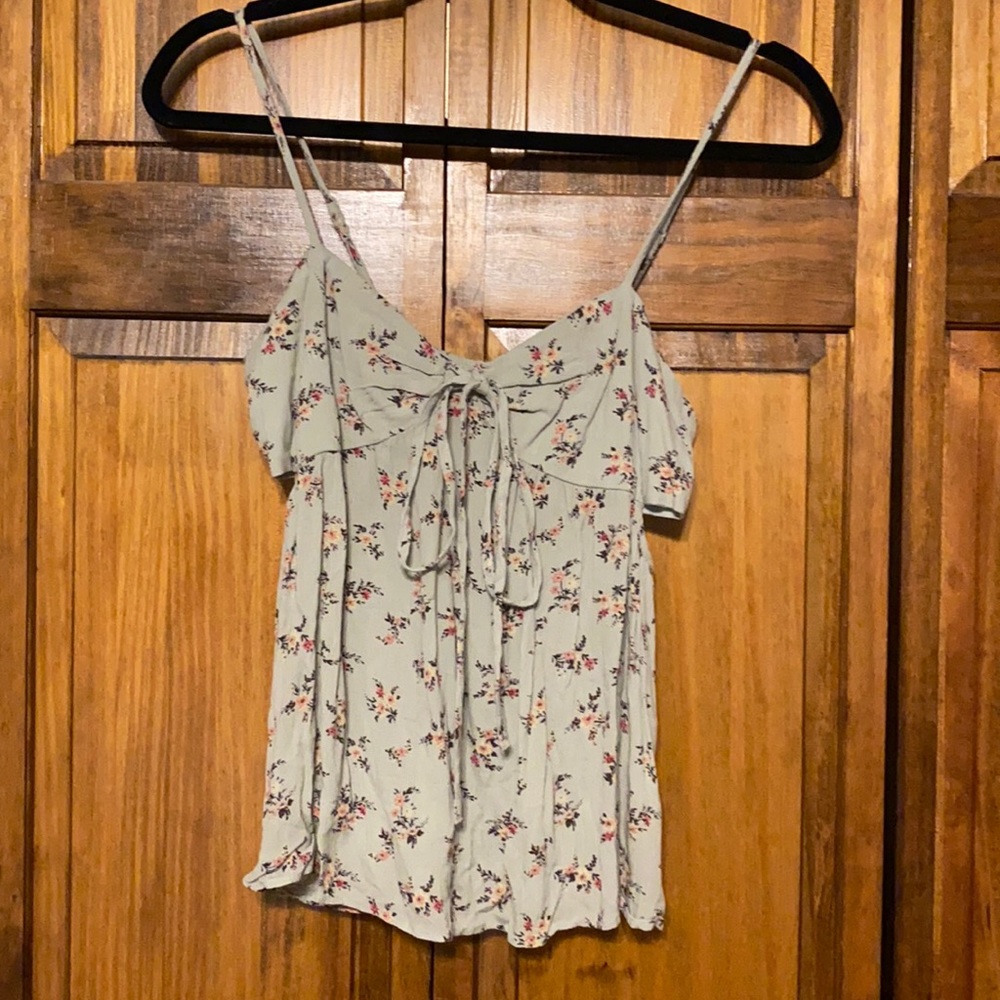 American Eagle olive green floral tank